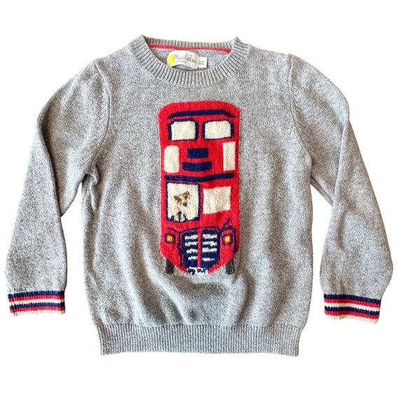 Mini Boden Other - MINI BODEN London Double Decker Bus Sweater Boys 3-4 Gray Red Cotton Unisex